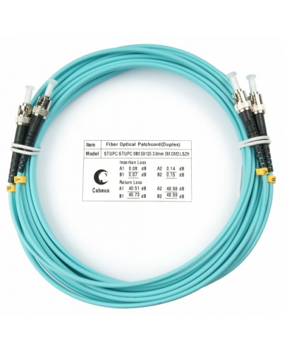 Шнур оптический duplex ST-ST 50/125 mm OM3 20м LSZH Cabeus FOP-50-ST-ST-20m в Прокопьевске Патч-корды и пигтейлы Pintop.ru