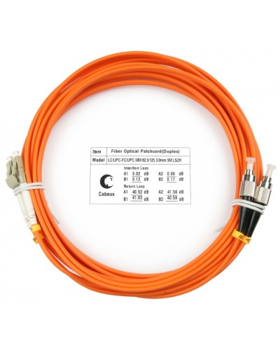 Шнур оптический duplex LC-FC 62,5/125 mm 5м LSZH Cabeus FOP-62-LC-FC-5m в Прокопьевске Патч-корды оптические Pintop.ru