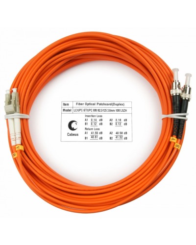 Шнур оптический duplex LC-ST 62,5/125 mm 15м LSZH Cabeus FOP-62-LC-ST-15m в Прокопьевске Патч-корды оптические Pintop.ru