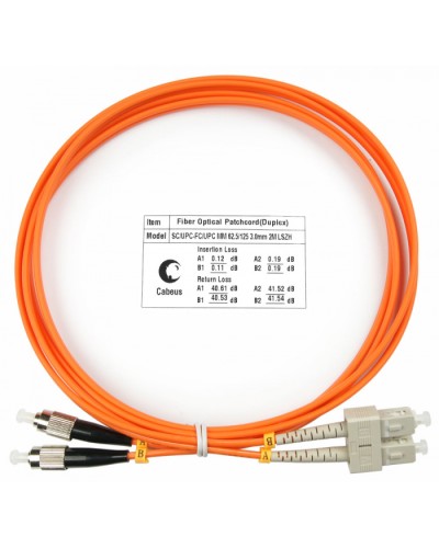 Шнур оптический duplex SC-FC 62,5/125 mm 2м LSZH Cabeus FOP-62-SC-FC-2m в Прокопьевске Патч-корды оптические Pintop.ru
