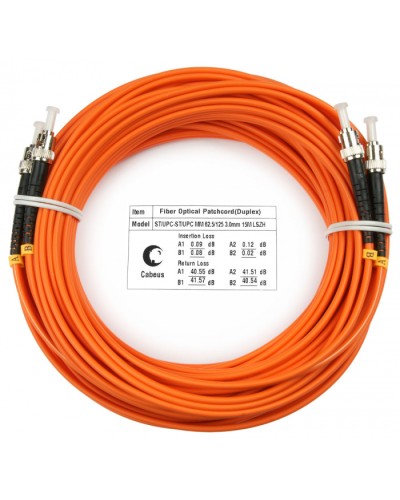 Шнур оптический duplex ST-ST 62,5/125 mm 20м LSZH Cabeus FOP-62-ST-ST-20m в Прокопьевске Патч-корды оптические Pintop.ru