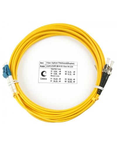 Шнур оптический duplex LC-ST 9/125 sm 5м LSZH Cabeus FOP(d)-9-LC-ST-5m в Прокопьевске Патч-корды оптические Pintop.ru