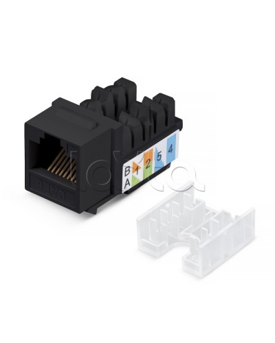 Вставка Keystone Jack RJ-45, категория 6, заделка тип 110, черная, со стяжкой Cabeus KJ-RJ45-Cat.6-90-SW-BK в Прокопьевске Модули Keystone Pintop.ru