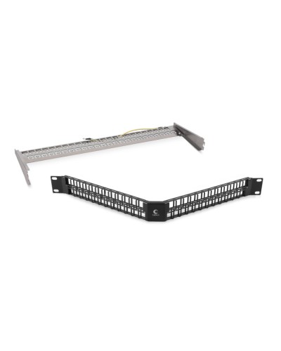 Угловая модульная патч-панель 19, 48 портов, 1U Cabeus (PLBHD-48-CON-SH) в Прокопьевске Патч панель Pintop.ru