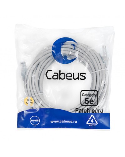 Патч-корд медный U/UTP кат.5е (15м) LSZH (серый) Cabeus (PC-UTP-RJ45-Cat.5e-15m-LSZH) в Прокопьевске Патчкорды (медные) Pintop.ru