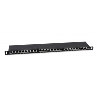 Патч-панель 19" (0,5U) 24 порта RJ-45 кат.5е (экран) Cabeus (PLHD-24-Cat.5e-SH-Dual-0,5U)