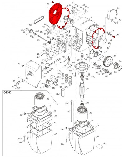 Правая крышка редуктора C-BX Came 119RICX026 в Прокопьевске Запчасти для шлагбаумов и автоматики Pintop.ru