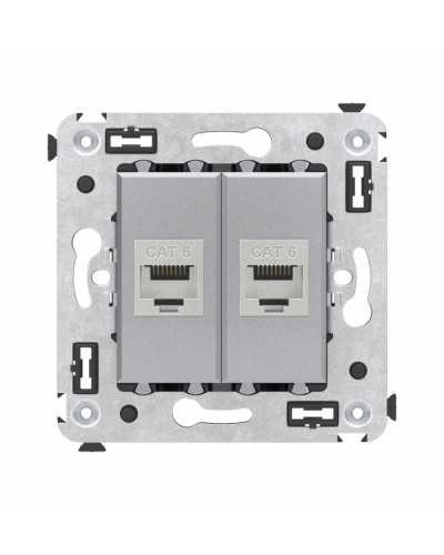 Компьютерная розетка RJ-45 в стену, кат.6 двойная экранированная, Avanti, Закаленная сталь DKC (4404794) в Прокопьевске Розетки компьютерные и телефонные Pintop.ru