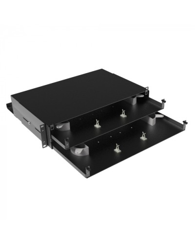 Оптическая полка выдвижная, без лицевой панели, неукомплектованная, 2U, черная DKC RNFPE2U48 в Прокопьевске Полки для шкафов и стоек Pintop.ru