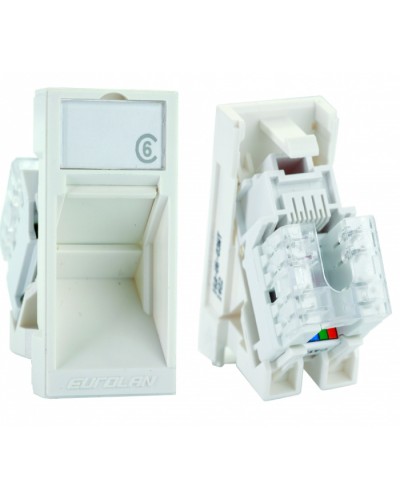 Розеточный модуль UTP категории 6 Mosaic серии 45 RJ45 Eurolan (16A-U6-03WT) в Прокопьевске Модули Keystone Pintop.ru