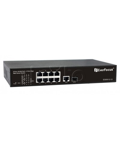 Коммутатор PoE 8-портовый EverFocus ES0812-31 в Прокопьевске Коммутаторы Pintop.ru