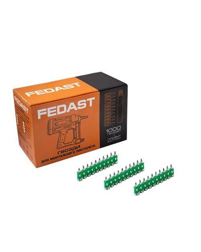 Гвозди 3.0*38 мм усиленные для монтажного пистолета (1000 шт/уп) FEDAST (fd3038eg) в Прокопьевске Крепеж: Дюбели, шурупы, саморезы Pintop.ru