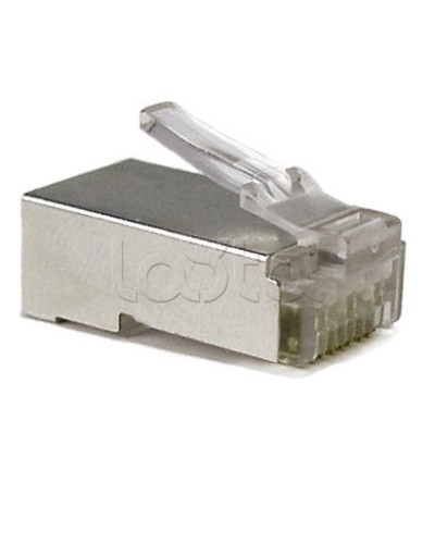 Разъем экранированный RJ-45 под витую пару, категория 6, без вставки Hyperline (PLUG-8P8C-U-C6-SH) в Прокопьевске Коннекторы и разъемы Pintop.ru