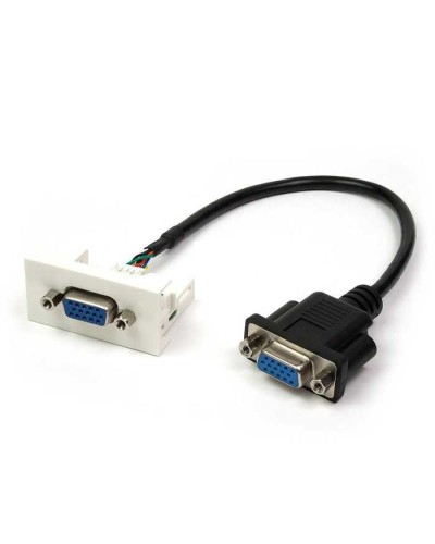 Вставка Mosaic 22.5x45 с адаптером VGA D-SUB HDB-15 мама, со шнуром 20 см мама, белая LANMASTER LAN-WA-LP-VGA-FF-0.2 в Прокопьевске Аксессуары для стоек и шкафов Pintop.ru