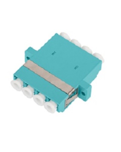 Адаптер NIKOMAX волоконно-оптический, соединительный, многомодовый, стандарта OM3, LC/UPC-LC/UPC, квадро, пластиковый, без шторки, с фланцами, аква, уп-ка 2шт. в Прокопьевске Проходные адаптеры и розетки оптические Pintop.ru