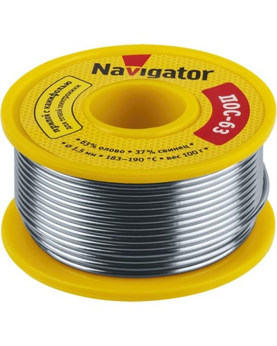 Припой Navigator 93 777 NEM-Pos05-63K-1-K100 (ПОС-63, катушка, 1 мм, 100 гр) в Прокопьевске Аксессуары для кабель-канала Pintop.ru
