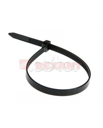 Хомут-стяжка нейлоновый, широкий 8х200 мм чёрный (100шт/уп) REXANT 07-0203 в Прокопьевске Стяжки-хомуты Pintop.ru