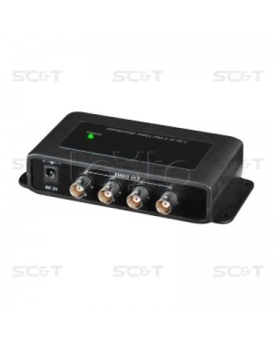 Усилитель-разветвитель видеосигнала HDCVI / TVI / AHD (1вх./4вых.) SC&T CD104HD в Прокопьевске Видеоусилители, Модуляторы, Делители Pintop.ru