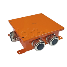 SMB120 Коробка металлическая, огн. E-110,о/п 120х120х60, 4 метал. гермоввода, IP66, 10P, (1,5-4 мм2), цвет оранж. Экопласт (56164)