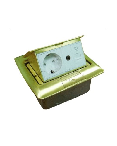 Люк встраиваемый на 1,5 модуля (45х45 мм) с коробкой, латунь, IP44 Экопласт 70023 в Прокопьевске Системы лючков и колонн Pintop.ru