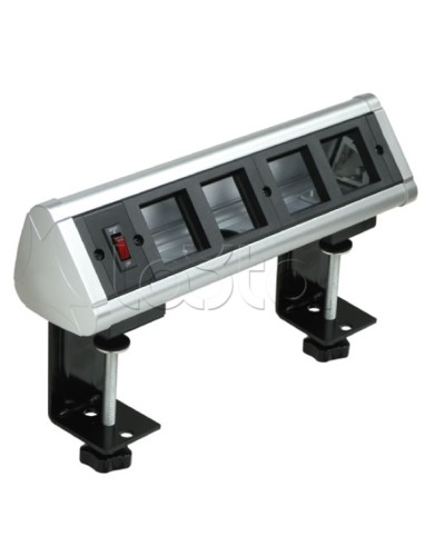 Блок настольный с выключателем нагрузки на 4 модуля (45х45мм) на струбцинах (алюминий) Экопласт 70314 в Прокопьевске Аксессуары для кабель-канала Pintop.ru