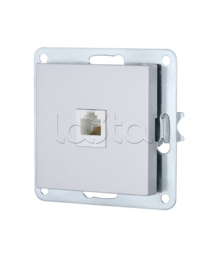 Розетка телефонная RJ-12 с накладкой (серебристый металлик) LK 80 Экопласт (845503-1) в Прокопьевске Розетки компьютерные и телефонные Pintop.ru