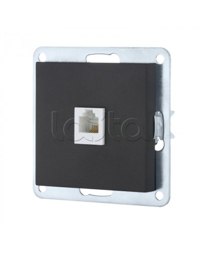 Розетка телефонная RJ-12 с накладкой (черный бархат) LK 80 Экопласт (845508-1) в Прокопьевске Розетки компьютерные и телефонные Pintop.ru