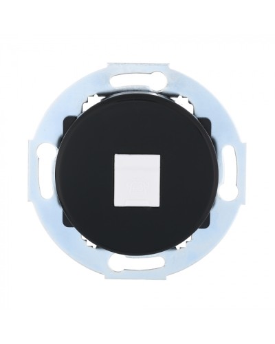 Розетка телефонная RJ-12 с накладкой (черный) Vintage (885508-1) в Прокопьевске Розетки компьютерные и телефонные Pintop.ru