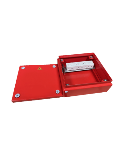 Коробка распределительная огнестойкая КРОПС, IP55, габаритные размеры 150х150х80 мм, для кабелей сечением до 4 мм2, 4 клеммы КМ-Профиль (FRJB-KM-ST5-4-04-КРОПС-IP55) в Прокопьевске Распределительные коробки Pintop.ru