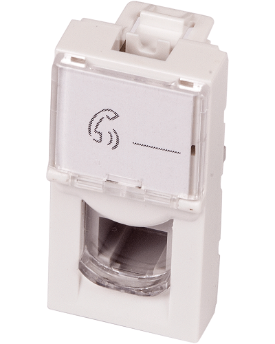 Вставка Mosaic 22.5x45, RJ-11, со шторкой и увеличенным окном маркировки, белая LANMASTER LAN-SIP-22TEL-WH в Прокопьевске Коммутационные изделия Pintop.ru