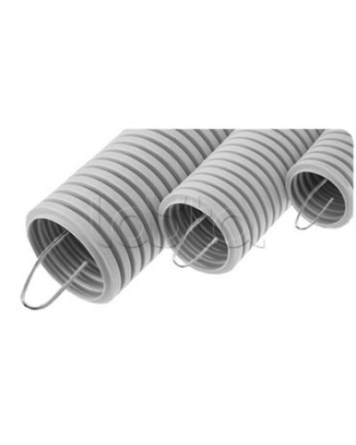 NR050 Усиленная двустен. труба ПНД гибкая, тип 750, SN38, с зондом, D50мм (50м) цвет красный Экопласт (821050) в Прокопьевске Труба гофрированная Pintop.ru