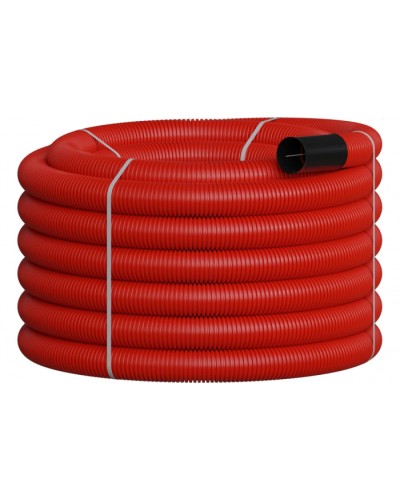 NR090 Двустенная труб.а ПНД гибкая, тип 450, SN12, с зондом, D90мм (20м) цвет красный Экопласт 801090-20 в Прокопьевске Гладкая труба Pintop.ru