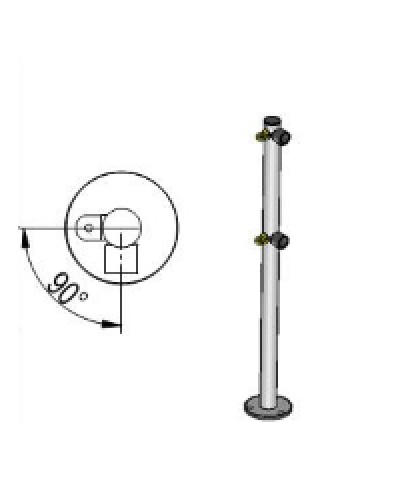 Стойка ограждения L-образная под поворотные створку и секцию 2 полупетли с крепежом, 2 муфты с крепежом справа Oxgard Стойка ограждения с 2-мя полупетлями L-образная права (ВЗР 1996.09.01) в Прокопьевске Ограждения Pintop.ru