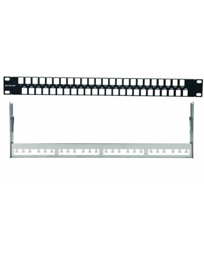 Наборная коммутационная панель 19”, 1U, 48 портов UTP/FTP Eurolan (27F-00-48BL) в Прокопьевске Патч-панели Pintop.ru