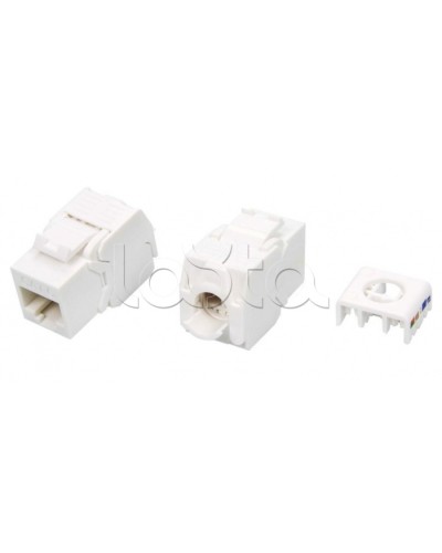 Вставка Keystone Jack RJ-45(8P8C) Hyperline KJ8-8P8C-C6-180-TLS-WH в Прокопьевске Модули Keystone Pintop.ru