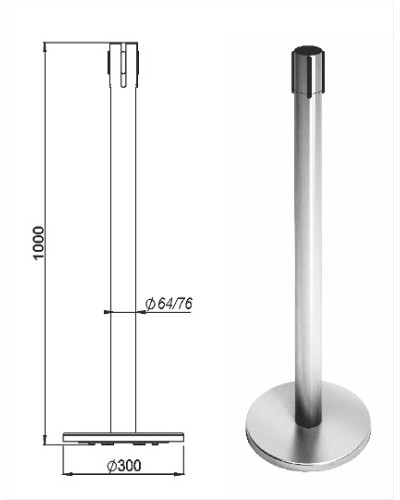 Стойка ограждения передвижная с ремнем Oxgard Стойка ограждения передвижная с ремнем (2 метра черный) (ВЗР2387.07) в Прокопьевске Ограждения Pintop.ru