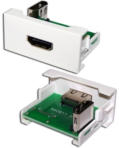 Вставка Mosaic 22.5x45 с адаптером HDMI 90 градусов, мама, белая LANMASTER (LAN-WA-LP-HD90F-WH) в Прокопьевске Коннекторы и разъемы Pintop.ru