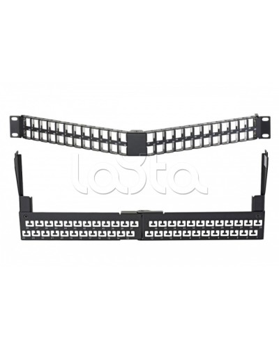 Коммутационная угловая панель 19” наборная, FTP, 1U, 48 портов, черный Eurolan (27A-00-48-01BL) в Прокопьевске Патч панель Pintop.ru