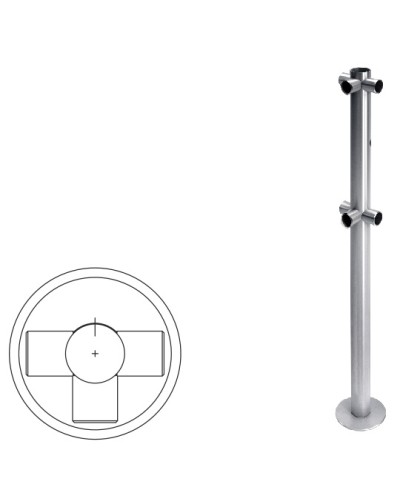 Стойка ограждения Т-образная с отверстием под фиксатор (антик серебро) Oxgard в Прокопьевске Ограждения Pintop.ru