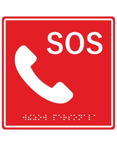 Табличка тактильная с пиктограммой SOS с трубкой Hostcall MP-010R2 в Прокопьевске Система оповещения и трансляции Hostcall Pintop.ru