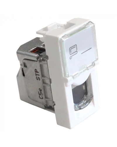 Вставка Mosaic 22.5x45, RJ-45 STP, кат.5e, со шторкой и увеличенным окном маркировки, белая LANMASTER LAN-SIP-22S5E-WH в Прокопьевске Модули Keystone Pintop.ru