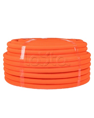 Труба гофр. ПНД тяжелая с протяжкой d25 мм (50 м) оранжевая EKF-Plast (tpnd-25-to) в Прокопьевске Труба гофрированная Pintop.ru