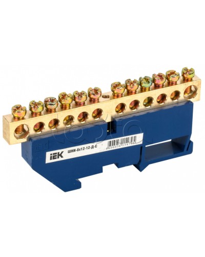 Шина N ноль на DIN-изоляторе ШНИ-8х12-12-Д-С IEK (YNN10-812-12D-K07) в Прокопьевске Клеммные колодки Pintop.ru